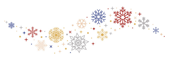 A vector image of snow and snowflake shapes suitable for use as a Christmas background. An element for your New Year's greeting card and greeting design. © ODES