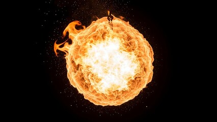 Fiery Sphere - A Captivating Ball of Flames Against Darkness.