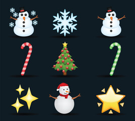 Christmas decoration set with snowy festive elements