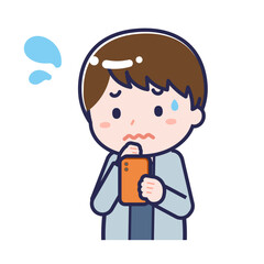 スマートフォンを使う「私服の大人」の男性