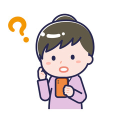 スマートフォンを使う「私服の大人」の女性