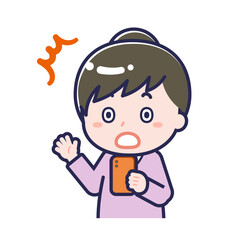 スマートフォンを使う「私服の大人」の女性