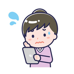 タブレットを使う「私服の大人」の女性