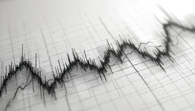 Financial graph sketch with ascending line and pencil grid. Business data chart shows growth and statistic diagram. Economy analysis, market trend with line going up symbolizes progress.