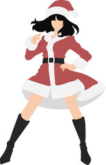 サンタクロースの恰好をした女性のイラスト	