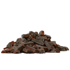 Construction Debris Brick Heap Old Rubble Materials for Demolition and Recycling