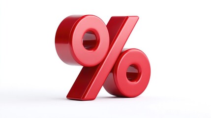 Get ready for savings with a bold red percentage sign on white, perfect for promotions, sales events, and financial campaigns that grab attention and drive results now