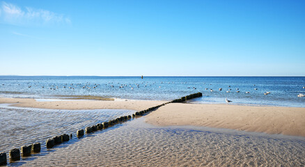 Photo of the beach in Miedzyzdroje, Poland.