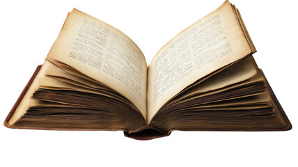 Old book with worn pages opened on a table revealing ancient text and rich history waiting to be explored.