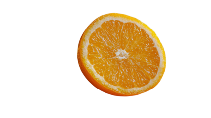 Fresh orange slice showing juicy texture and vibrant color, ideal for healthy snacks and drinks.