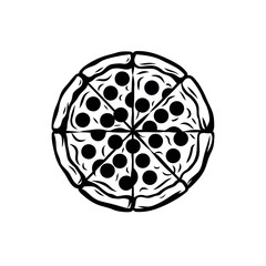 pizza silhouette logo vector line art logo design