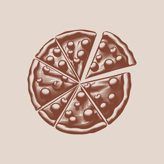 pizza silhouette logo vector line art logo design