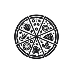 pizza silhouette logo vector line art logo design