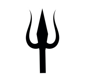 Trident black icon on white background. Element for hindu celebration mahashivratry web design. Vector illustration