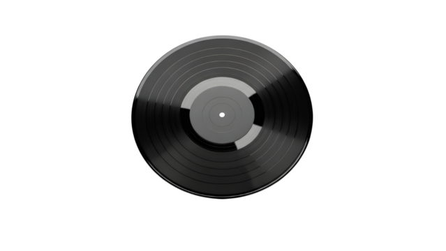 Black vinyl record 45 rpm isolated icon symbol for music and audio design isolated PNG with Transparent Background