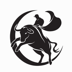 Bull and Matador Silhouette Illustration on white background