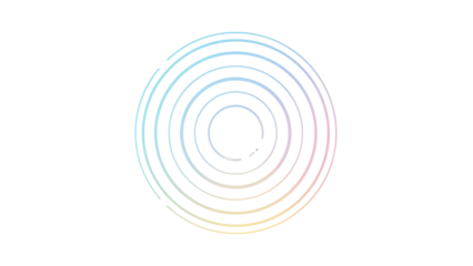 Minimalist pastel gradient concentric rings graphic element for technology and communication design. isolated PNG with Transparent Background