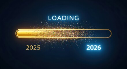 New year loading bar transitioning from 2025 to 2026