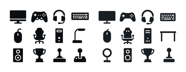 Set of gaming and office equipment icons