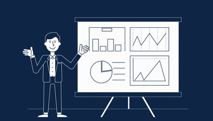 Business presentation with data visualization Analyzing charts and graphs for corporate success