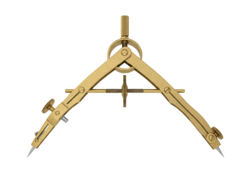 Isolated antique brass proportional divider for technical drawing and drafting use