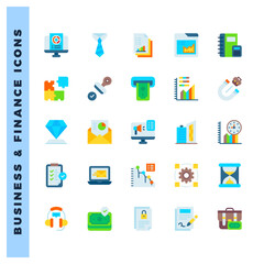25 Business and Finance Flat icons pack. vector illustration.