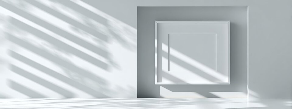 Elegant White Frame Casting Soft Shadows in a Minimalist Interior Space