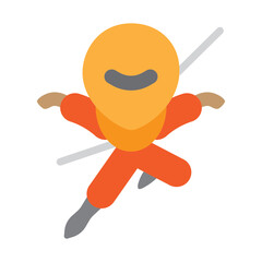Ninja Jump Vector Flat Icon Design