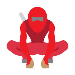 Crouching Ninja Vector Flat Icon Design