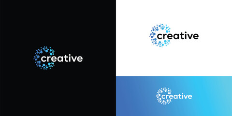 abstract connection innovation digital tech logo design 