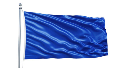 Isolated royal-blue flag rippling in the wind, symbol of national patriotism and identity
