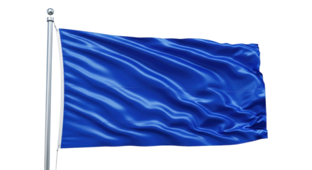 Isolated royal-blue flag rippling in the wind, symbol of national patriotism and identity