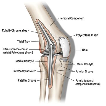 Detailed Diagram of Total Knee Replacement Components