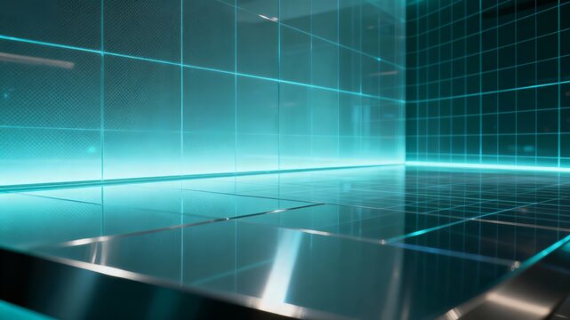 Cyber Grid Holographic Tech Neon Matrix Glowing Panels 4K Futuristic AI
