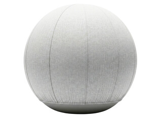 Grey fabric sitting ball chair with weighted base on a transparent background