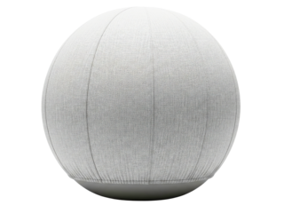 Grey fabric sitting ball chair with weighted base on a transparent background