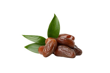 Healthy dates and fresh leaves create a tasty snack, isolated, PNG