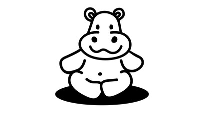 Hippo toy symbol, black isolated silhouette
