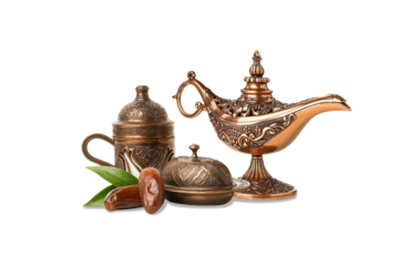 Decorative date containers for Ramadan, isolated, PNG