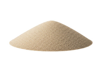 Isolated pile of dry fine sand, construction material or granular substance, close-up shot