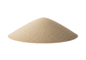 Isolated pile of dry fine sand, construction material or granular substance, close-up shot