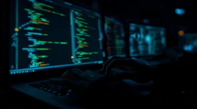 Hacker Coding Scene | Cyber Security, Dark Web Visual, Programming Tech, Data Breach Concept, Digital Threat