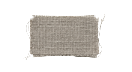 Isolated frayed canvas swatch, textile sample, fabric piece, hessian cloth, craft material
