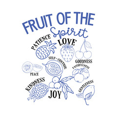 Fruit Of The Spirit  Christian Hand-drawn Fruit of the Spirit T-Shirt design