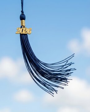 Graduation tassel 2026 against blue sky