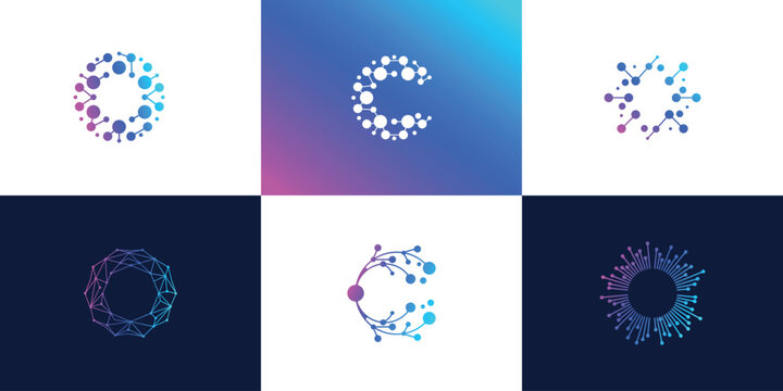 technology connection  icon set vector  logo design