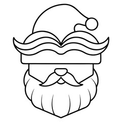 Stylized Santa Claus Outline with Hat Mustache and Beard for Christmas Design