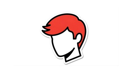 Minimalist vector illustration of a blank male user profile icon with distinctive red hair, ideal for representing a generic person or a default avatar in digital interfaces