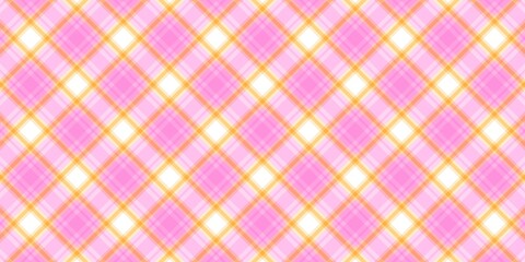 Pink and yellow gingham plaid pattern background. Seamless bright checkered design with soft pastel tones, perfect for spring and summer themed textiles, crafts, and cheerful digital projects.