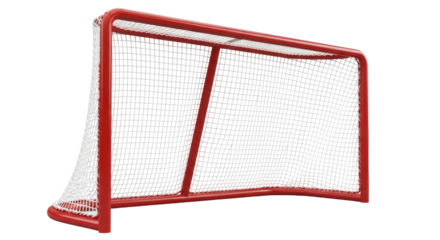 Isolated Red hockey net with netting for sport matches and tournament plays action